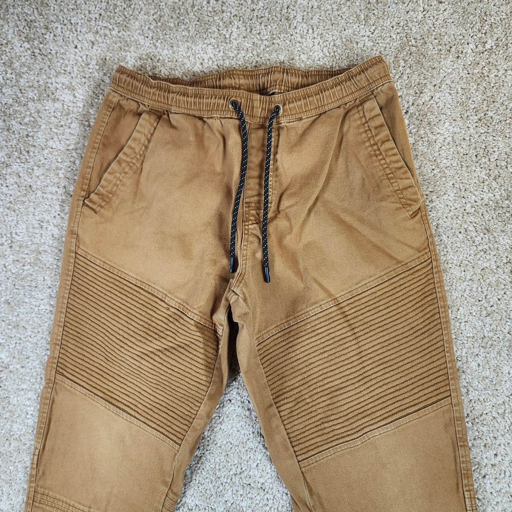 Tony Hawk Joggers Moto Ribbed Knee Tan Brown Cotton Blend Streetwear Mens M - Picture 3 of 5